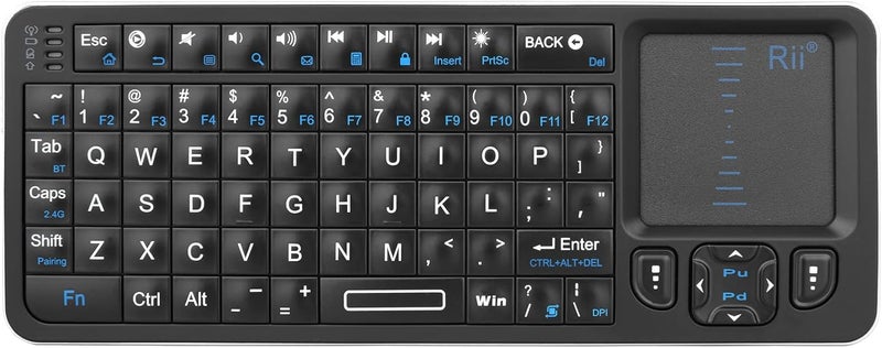 RII K06 Mini Bluetooth Keyboard,Backlit 2.4GHz Wireless Keyboard with IR Learning, Portable with Touchpad,Compatible with Amazon Fire Stick/VR Glasses/PS4/PS5/HTPC/IPTV (2.4G and Bluetooth) - Image 1